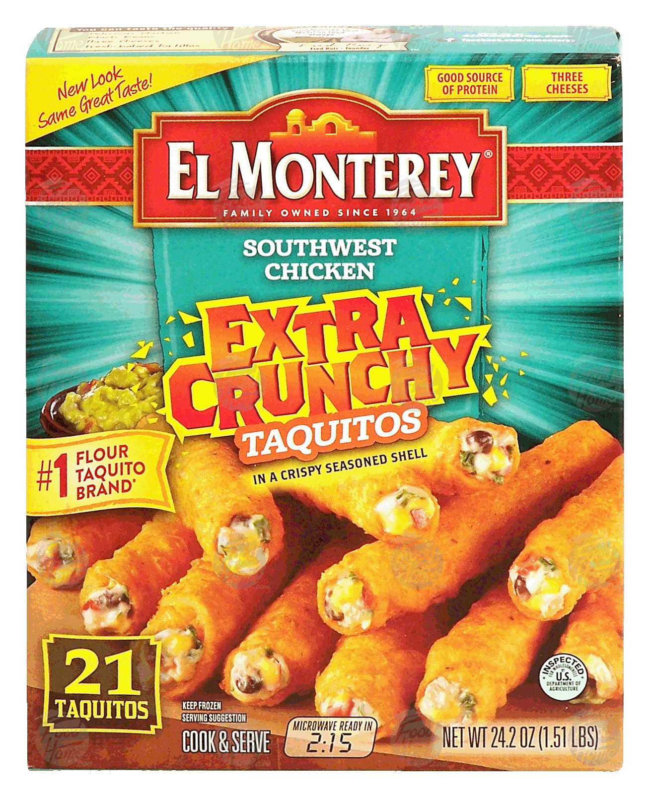 El Monterey Extra Crunchy southwest chicken taquitos in a crispy seasoned shell, three cheeses, 21 taquitos Full-Size Picture